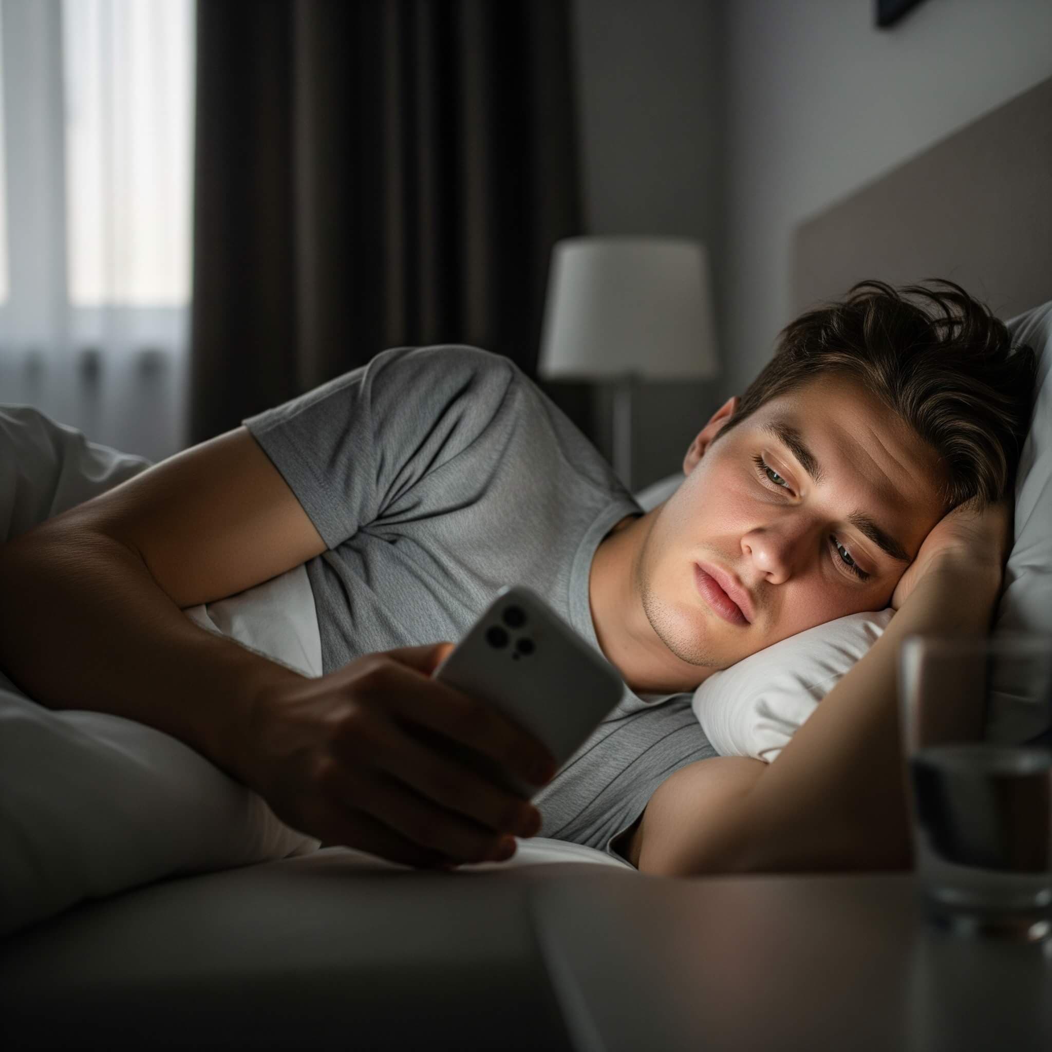 A man resting at home and using his phone